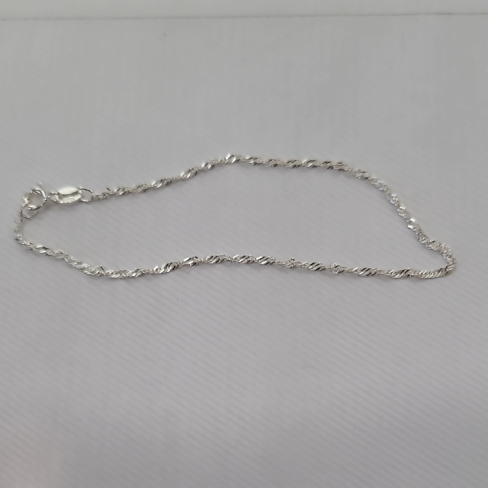 Sterling Silver 7.5 Inch Elegant Silver Twist Chain Bracelet